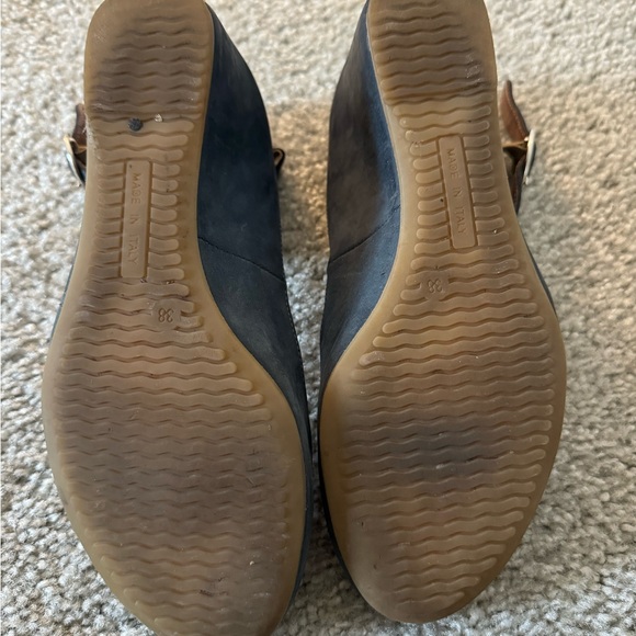Blue Italian made wedge shoes with ankle strap, size 38 - Picture 5 of 5